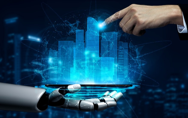 Robot và người máy cyborg trí tuệ nhân tạo tương lai.