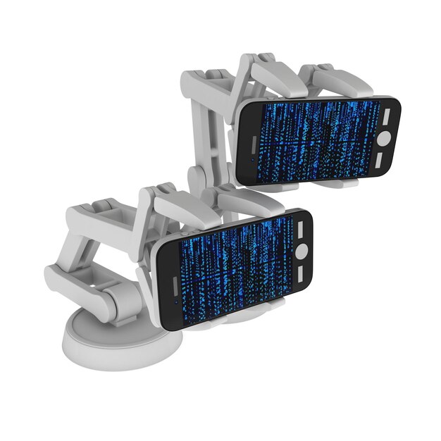 robotic arm with binary code 3d