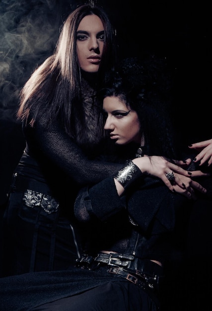 romantic portrait of young gothic couple