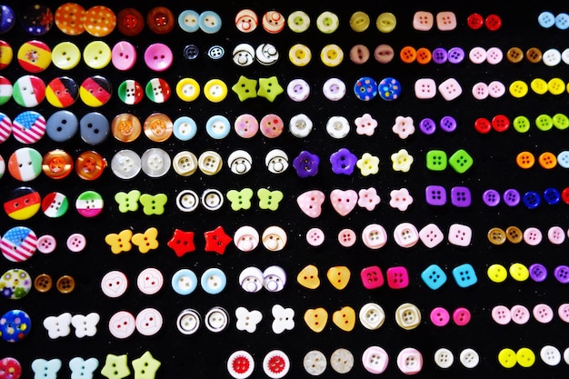 Rows of colorful buttons