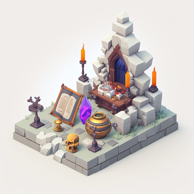 Rpg Mage Isometric rpg item object for rpg game Generative AI