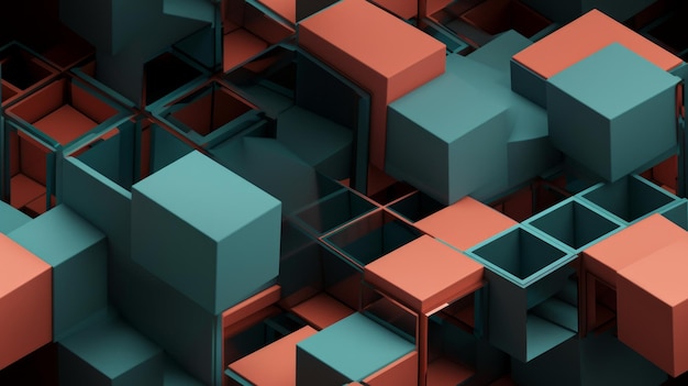 seamless 3d isometric geometric pattern with circles and squares
