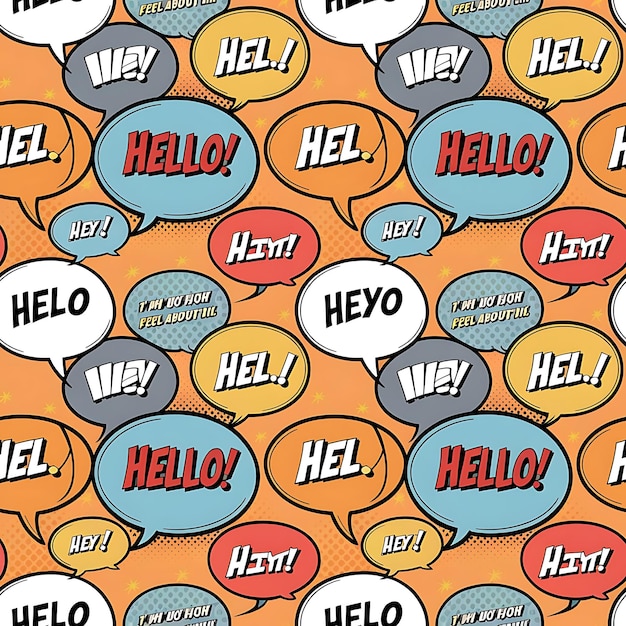 Seamless pattern comic speech bubbles vector illustration