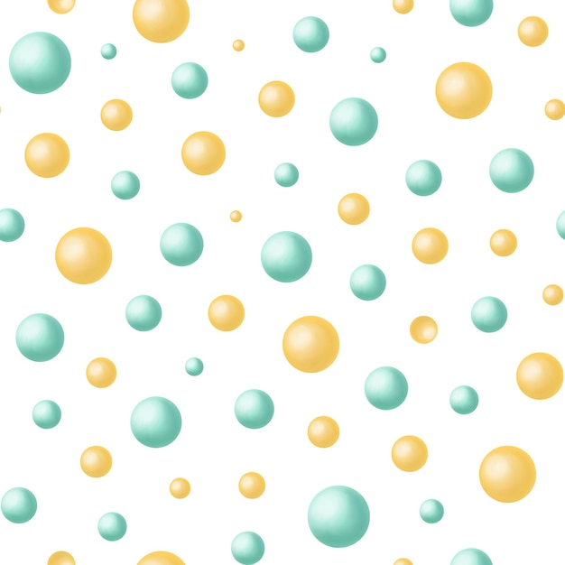 Seamless pattern of watercolor circles in pastel colors blue and yellow