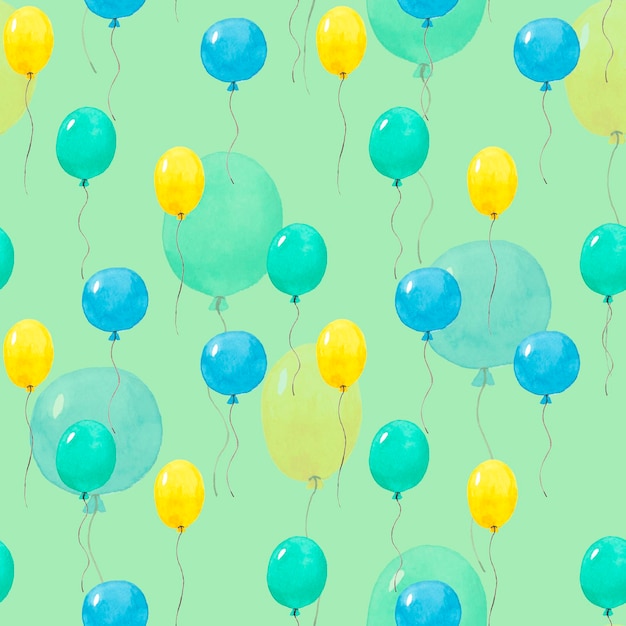 Seamless pattern watercolor balloons Hand painted illustration Art print for wedding holiday