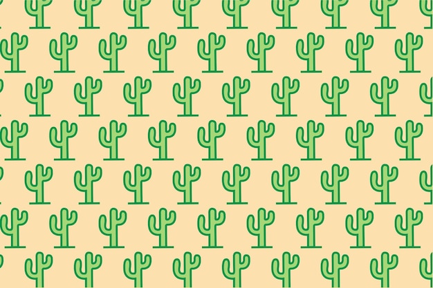 seamless pattern with green cactus on yellow background