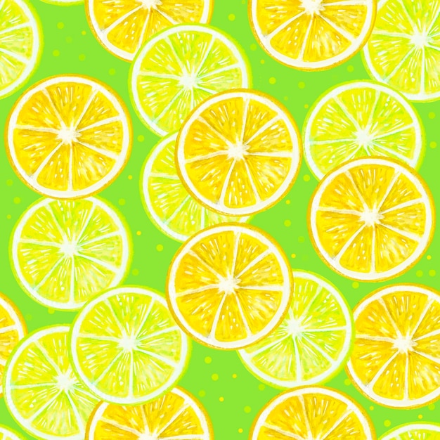 seamless pattern with watercolor vintage lemon branches with flowers and fruits on blue background
