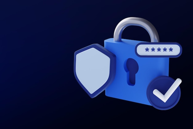 Security concept. Secure information. 3D render. Personal data