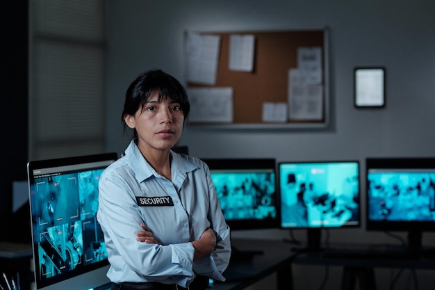 Security guard in surveillance room