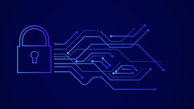 Security system cyber padlock icon Digital data protection cyber security padlock icon illustration background