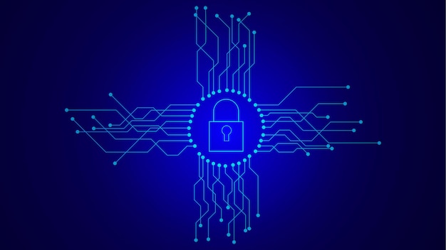 security system cyber padlock icon digital data protection cyber security padlock icon illustration background
