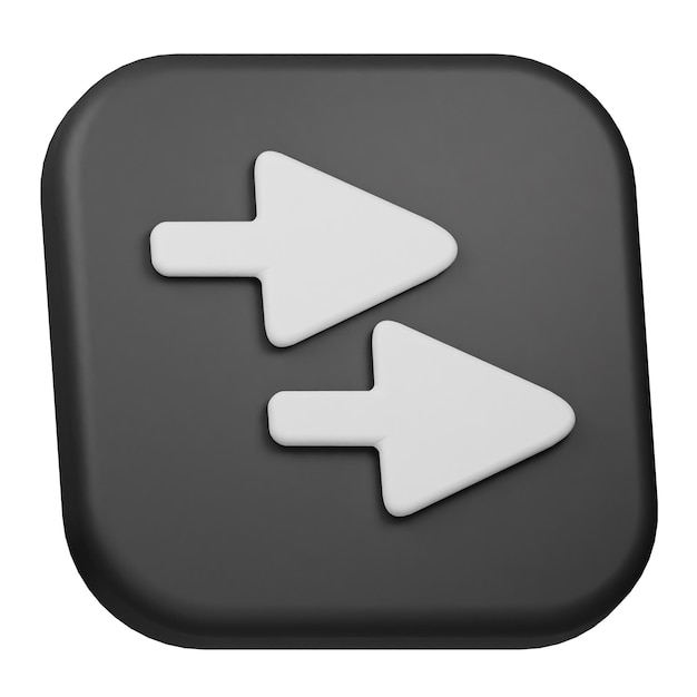 select rightward 3d icon isolated on the white background