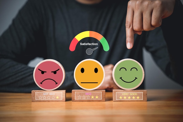 selecting a smiley face on a wooden block circle