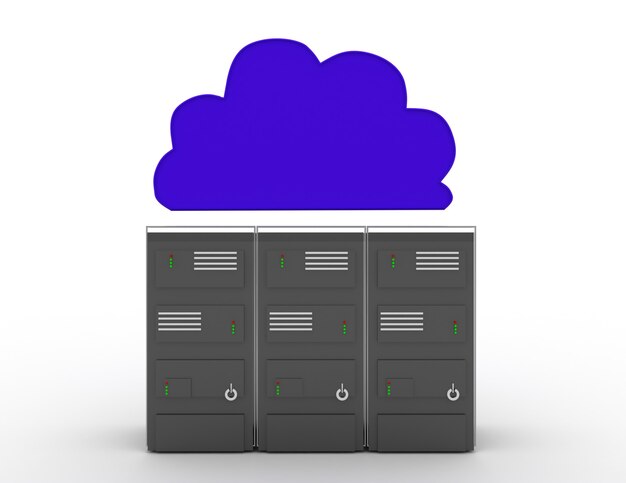 Server backup cloud computing concept illustration design over white . 3d rendered illustration