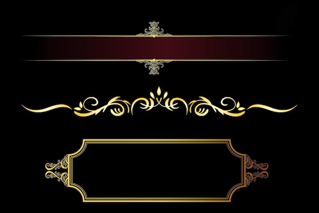 Set of borders decorative elements for design print embroidery Raster version