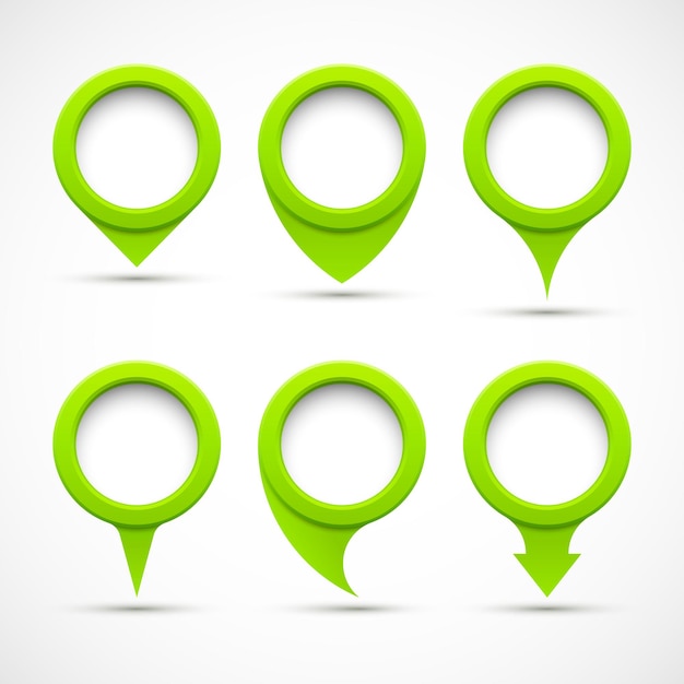 Set of green circle pointers