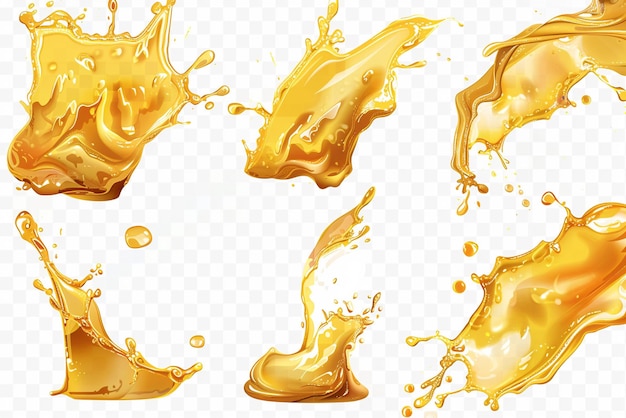 set of orange and yellow drops of orange liquid with a transparent effect