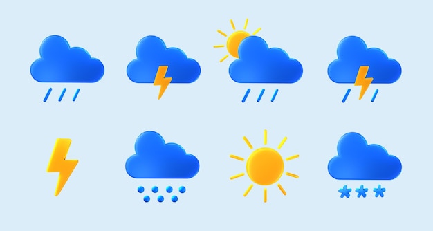 Set of Weather icons for forecast design application and web