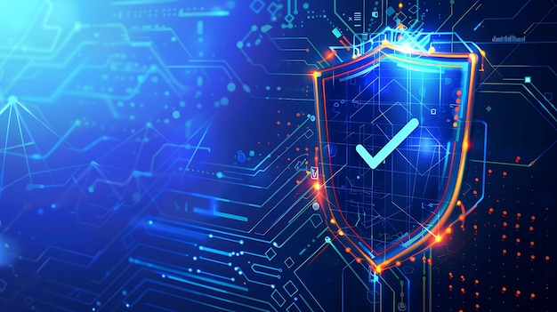 shield security protection safety technology icon symbol cyberspace checkmark illustration