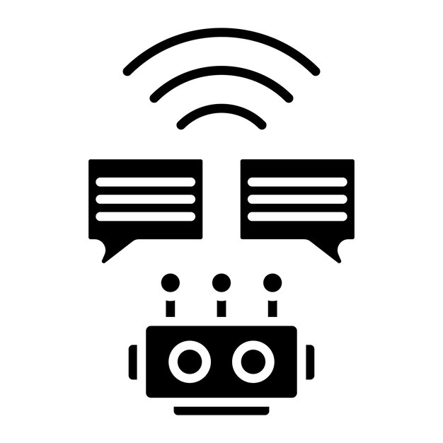 Smart Chat Bot Glyph Solid Black Illustration