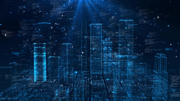 Smart city of cybersecurity digital data of futuristic and technology of the internet and big data of cloud computing using artificial intelligence 5g connection data analysis background concept