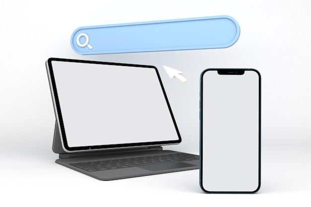 Smart Devices and Website Icons Left Side In White Background