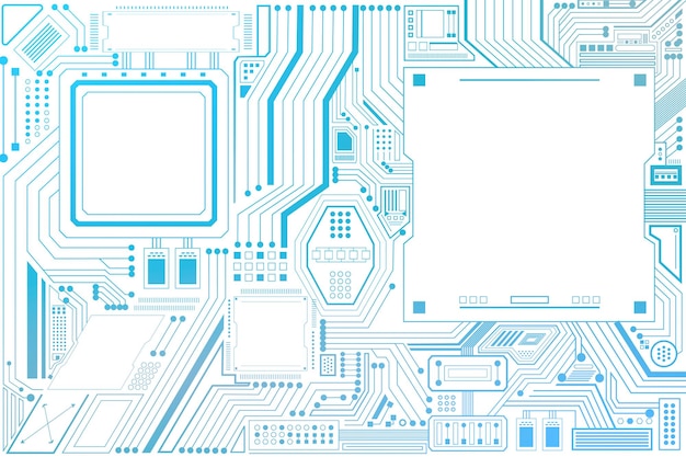 Smart microchip technology background png in gradient blue