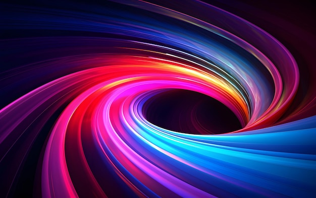 Smooth Neon Waves And Swirls Converge Into Surreal Vortex