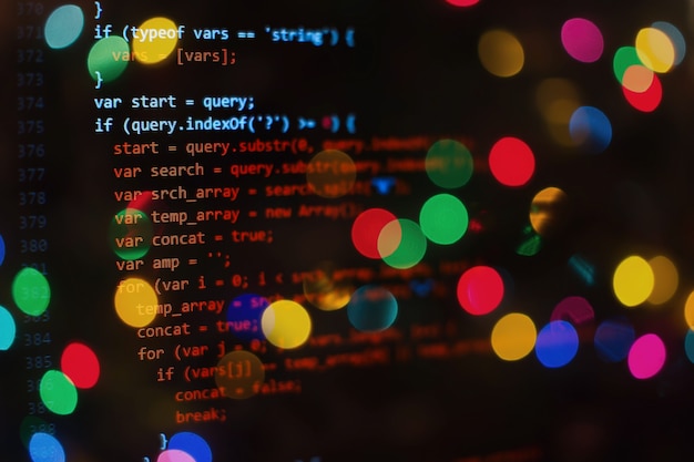 software developer programming code. abstract computer script code. selective focus