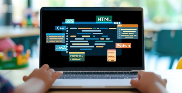 software development or programming work with coding screen brisk