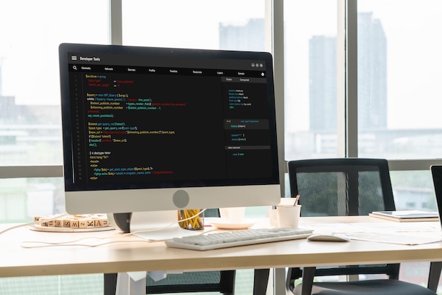 software development programming on computer screen for modish application