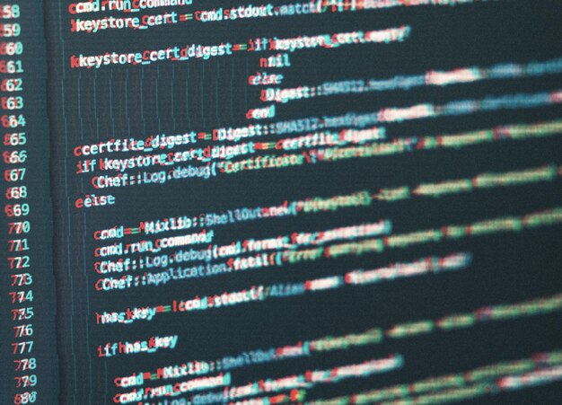 software source code over digital glitch effect