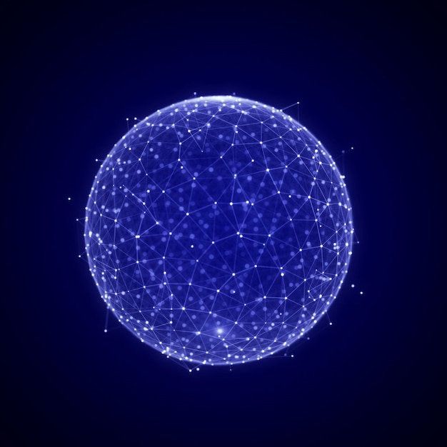 Sphere made up of points and lines Network connection structure Big data visualization 3D rendering