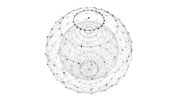 Sphere made up of points and lines Network connection structure Big data visualization 3D rendering