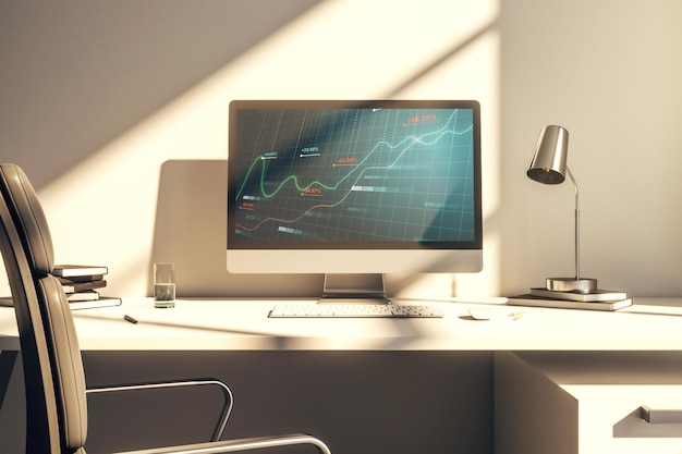 stats data illustration on modern laptop monitor computing and analytics concept 3d rendering