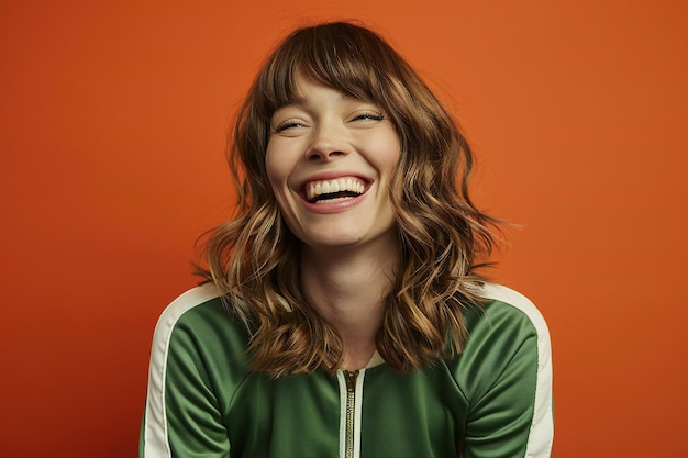 stunning depicting a portrait of an attractive woman in her late thirties laughing heartily with sh