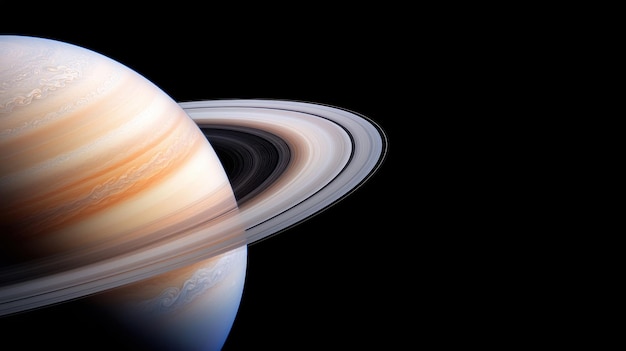 Stunning View of Saturn with Its Iconic Rings Against a Dark Background