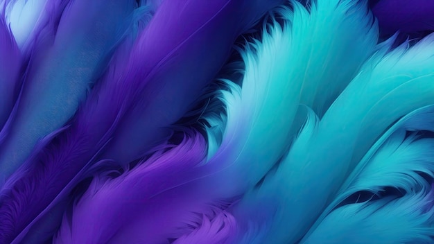 Stylish Cyan and Purple Soft Feathers Background