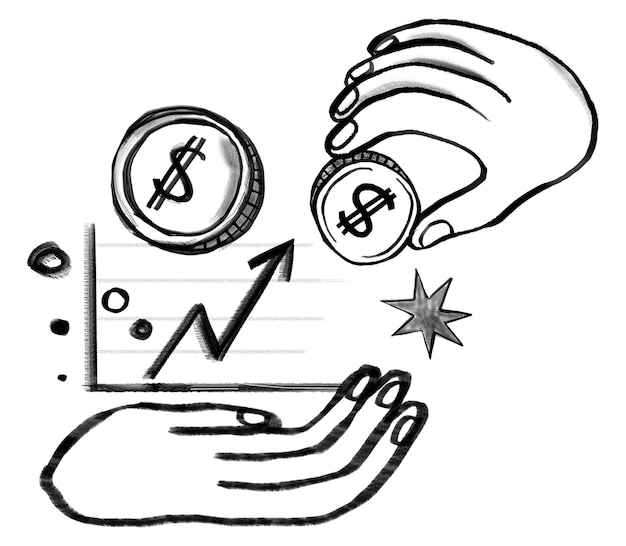 Successful investment graph png sticker business doodle transparent background