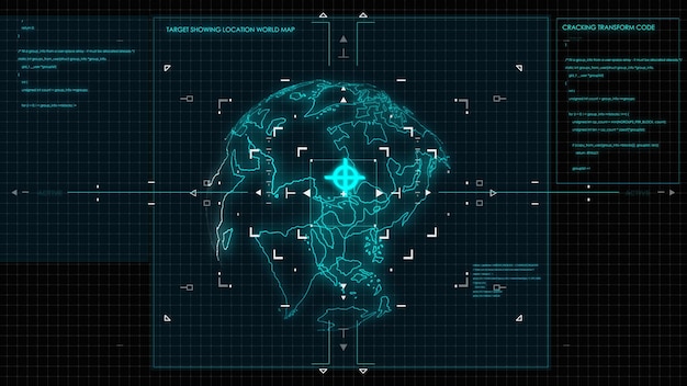 target analysis world map element modern technology digital hud graphic of screen