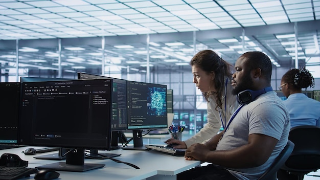 team leader teaching it specialist how to while monitor ai supercomputers