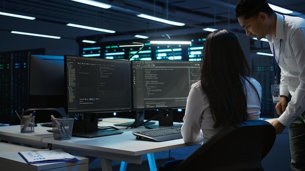 team of programmers in data center responsible for repairs