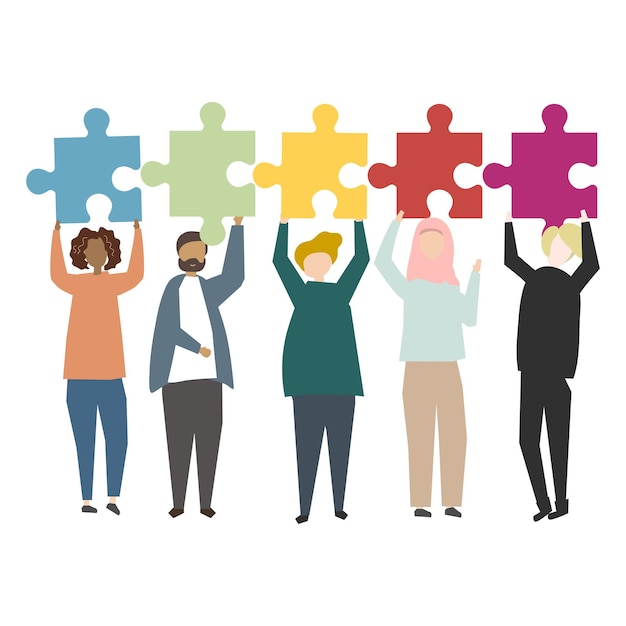 Teamwork puzzle png illustration transparent background