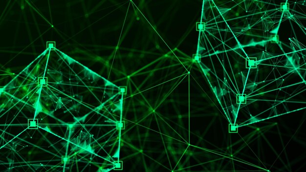technology block chain network connection big data visualization cyber security background cube consisting of block 3d rendering