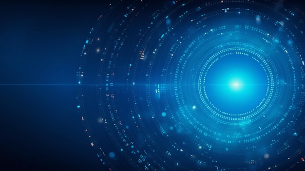Technology circle blue background in digital transformation concept