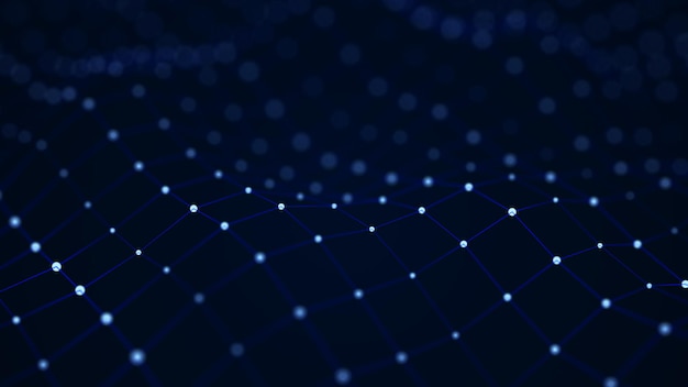 Technology connection background Big data visualization Futuristic dynamic wave 3D rendering