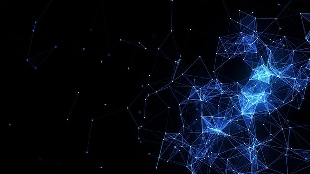 technology digital connection dots and lines blue color abstract background
