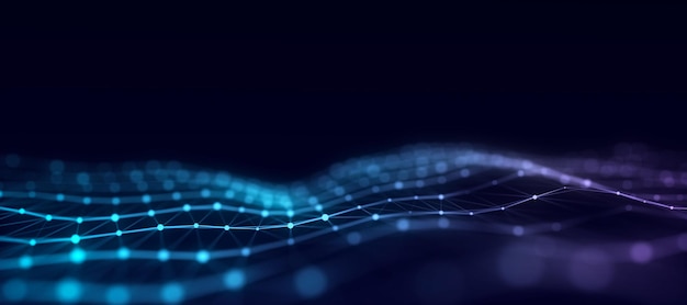 Technology green wave with lines Big data visualization Analytics representation Digital background 3d rendering
