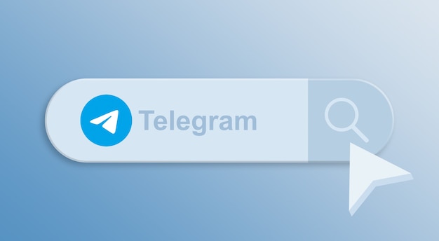 telegram on the search bar with mouse cursor 3d