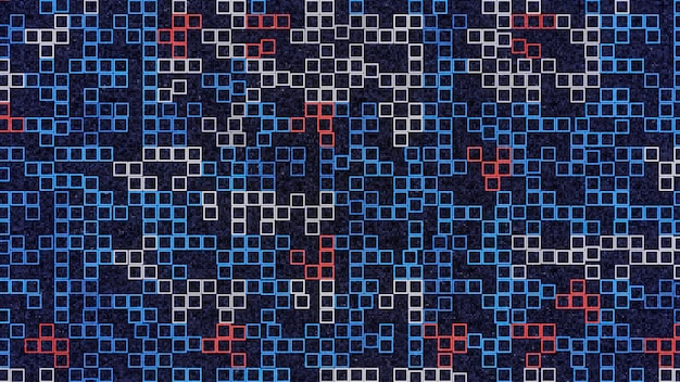 Tetris squares with neon light animation beautiful set of neon squares randomly moving on black